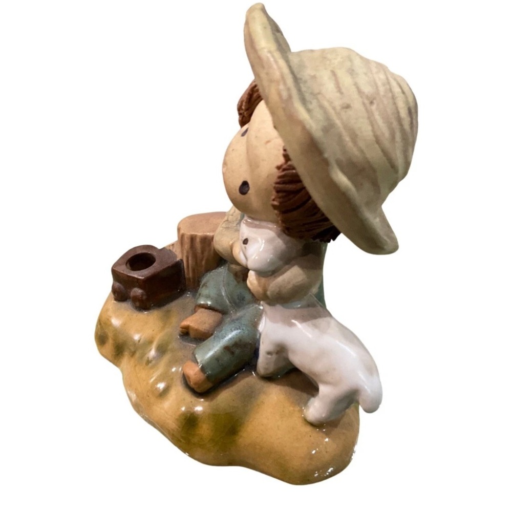 Vintage UCTCI Japan Porcelain Boy & Lamb Figurine w Bud Vase | 1960s - Picture 4 of 8